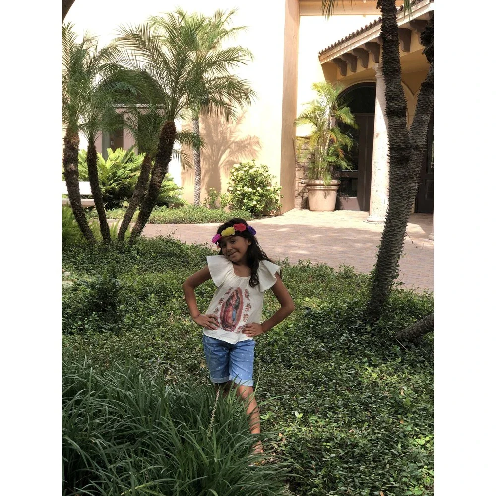 Mexican Printed Virgencita White Top for Girls - Picture 5 of 6